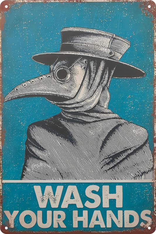 Tin Sign Wash Your Hands Bird Doctor Rustic Look Retro 20x30cm