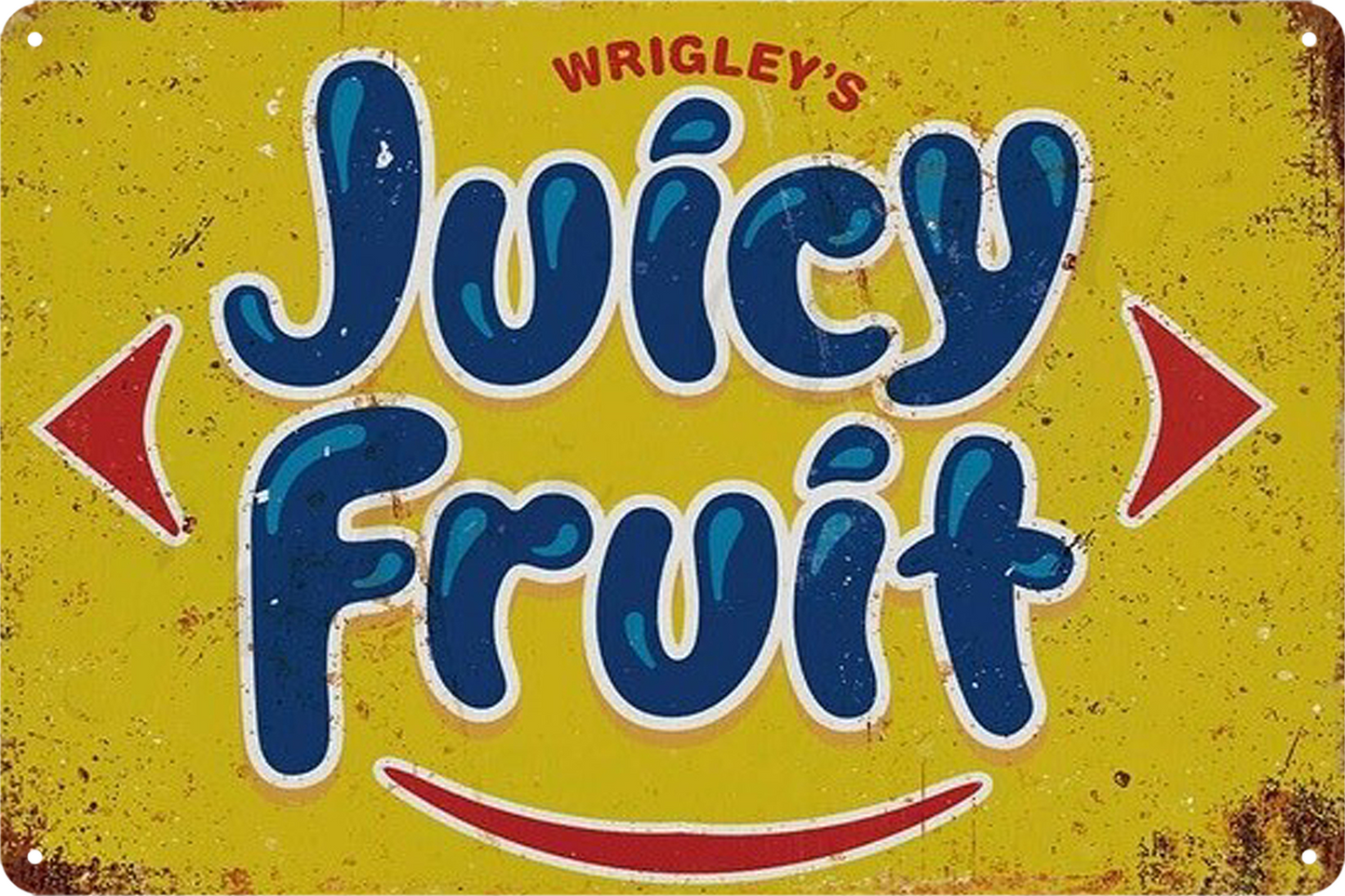 Wrigley's Juicy Fruit Tin Metal Sign Rustic Look Vintage