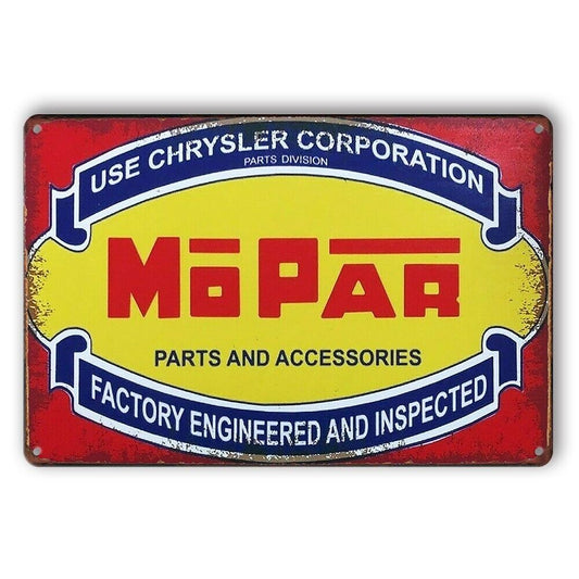 Tin Sign Mopar Parts And Acce Chrysler Car Rustic Look Decorative Wall Art