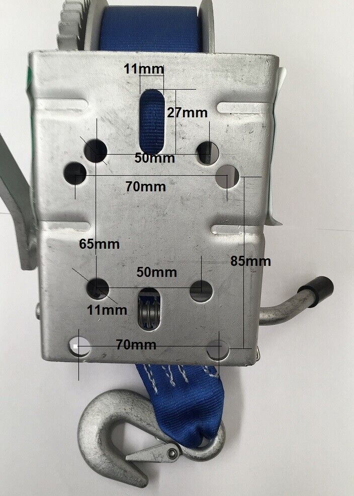 Hand Winch Webbing 1000kg 8m 3speed 10/5/1:1 Boat Car Marine Trailer Heavy Duty