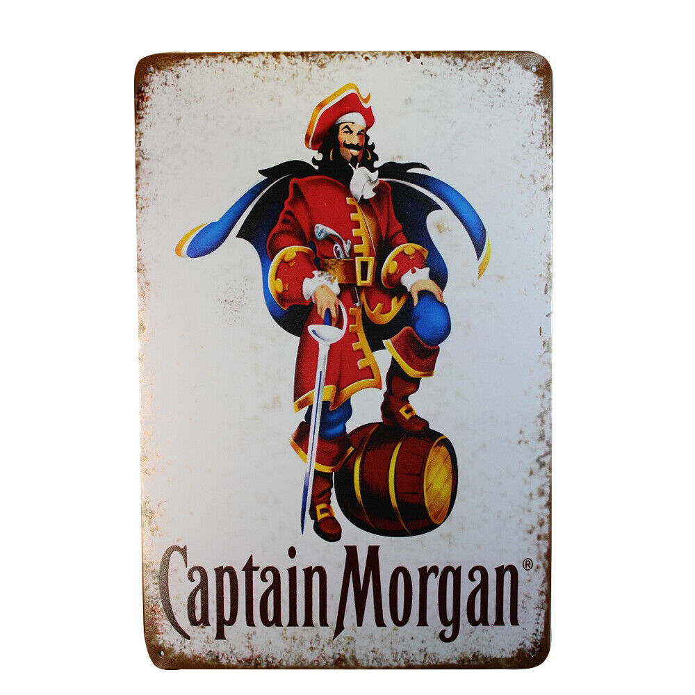 Tin Sign Captain Morgan Sprint Drink Bar Whisky Rustic Look