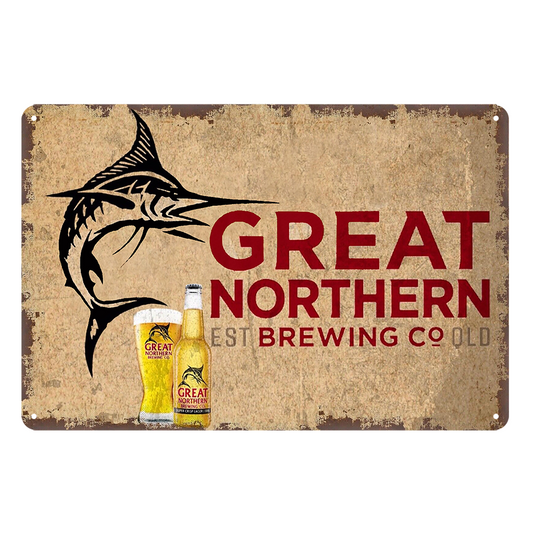 Great Northern Beer Brewing Rustic Metal Sign Vintage Tin