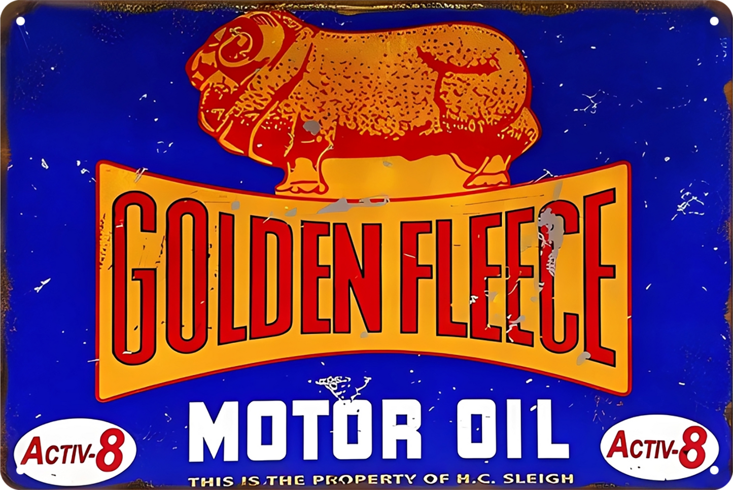 Golden Fleece Motor Oil Active-8 Tin Sign Rustic Look  Retro 20x30cm