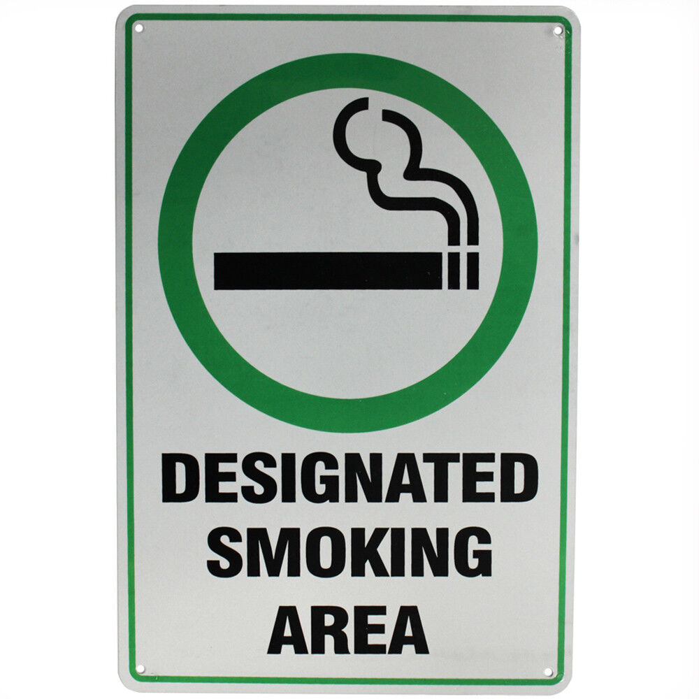 Warning Safety Designated Smoking Area Sign 200x300mm Metal Notice Public Place