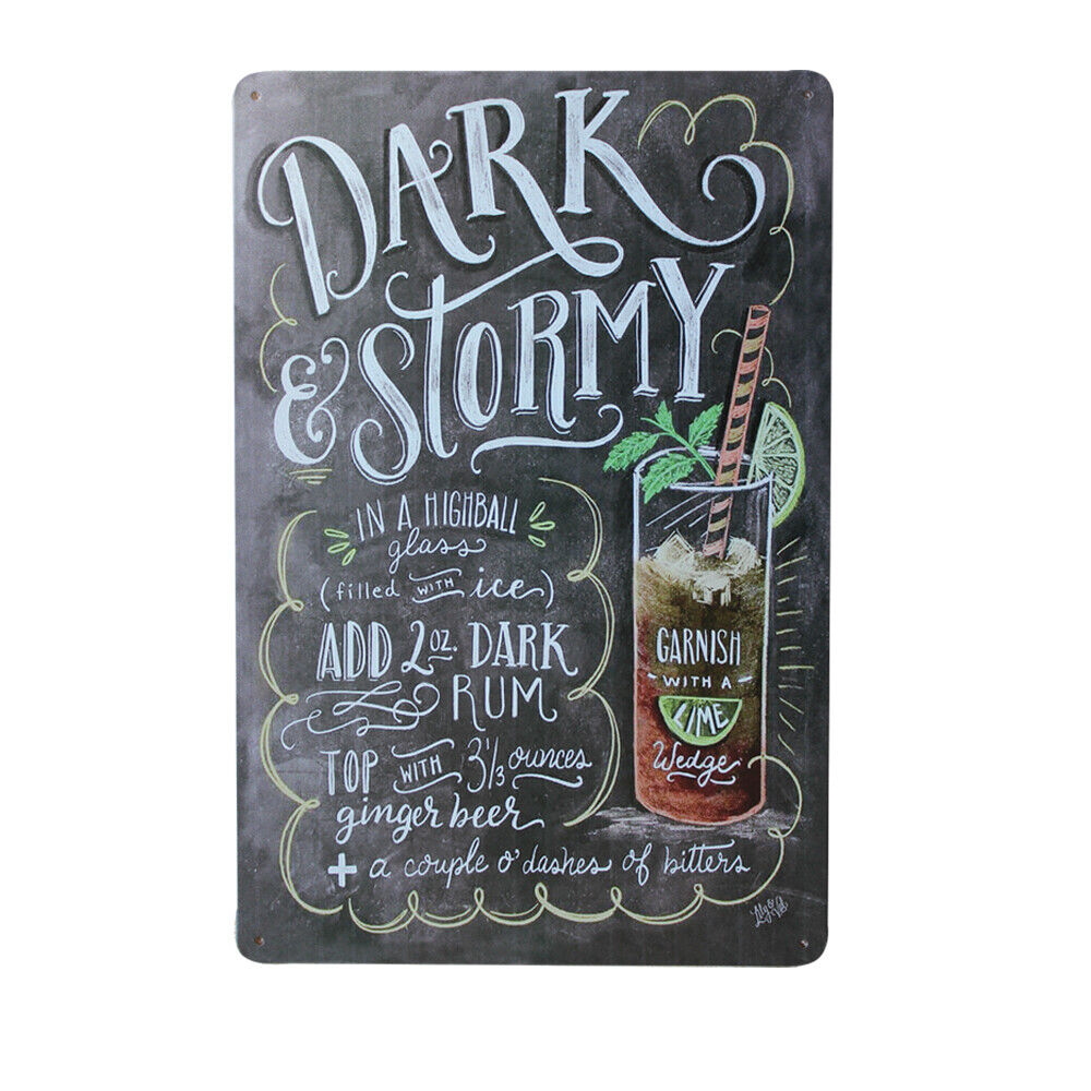 Metal Tin Sign Dark & Stormy Cocktails Man Cave Brand New 200x300mm