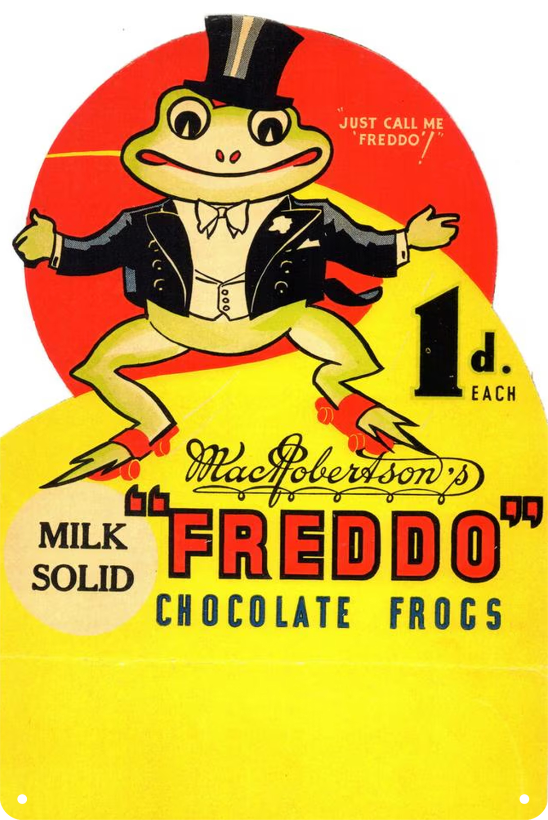 Freddo Chocolate Frogs Milk Solid Tin Sign Rustic Look  Retro 20x30cm