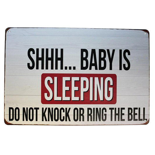 Tin Sign Shhh...baby Is Sleeping Sprint Drink Bar Whisky Rustic Look