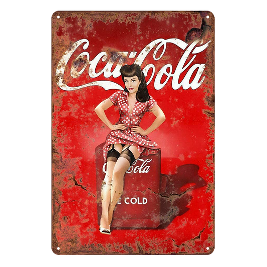 Coca  Cola Tin Metal Sign Rustic Look Vintage Man Cave Drink