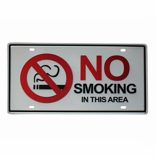 Tin Sign No Smoking In This Area Metal Tin Sign Man Cave 150x300mm Metal