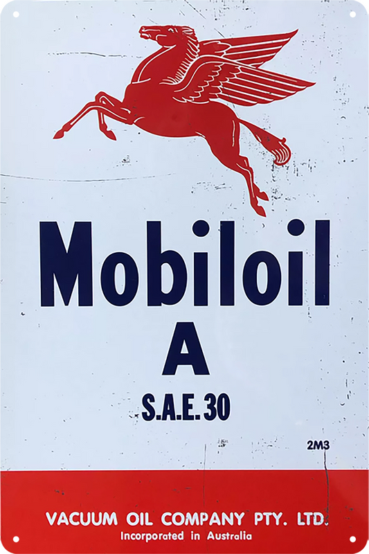Mobil Oil  A Tin Metal Sign Rustic Look Vintage S.a.e 30 Garage