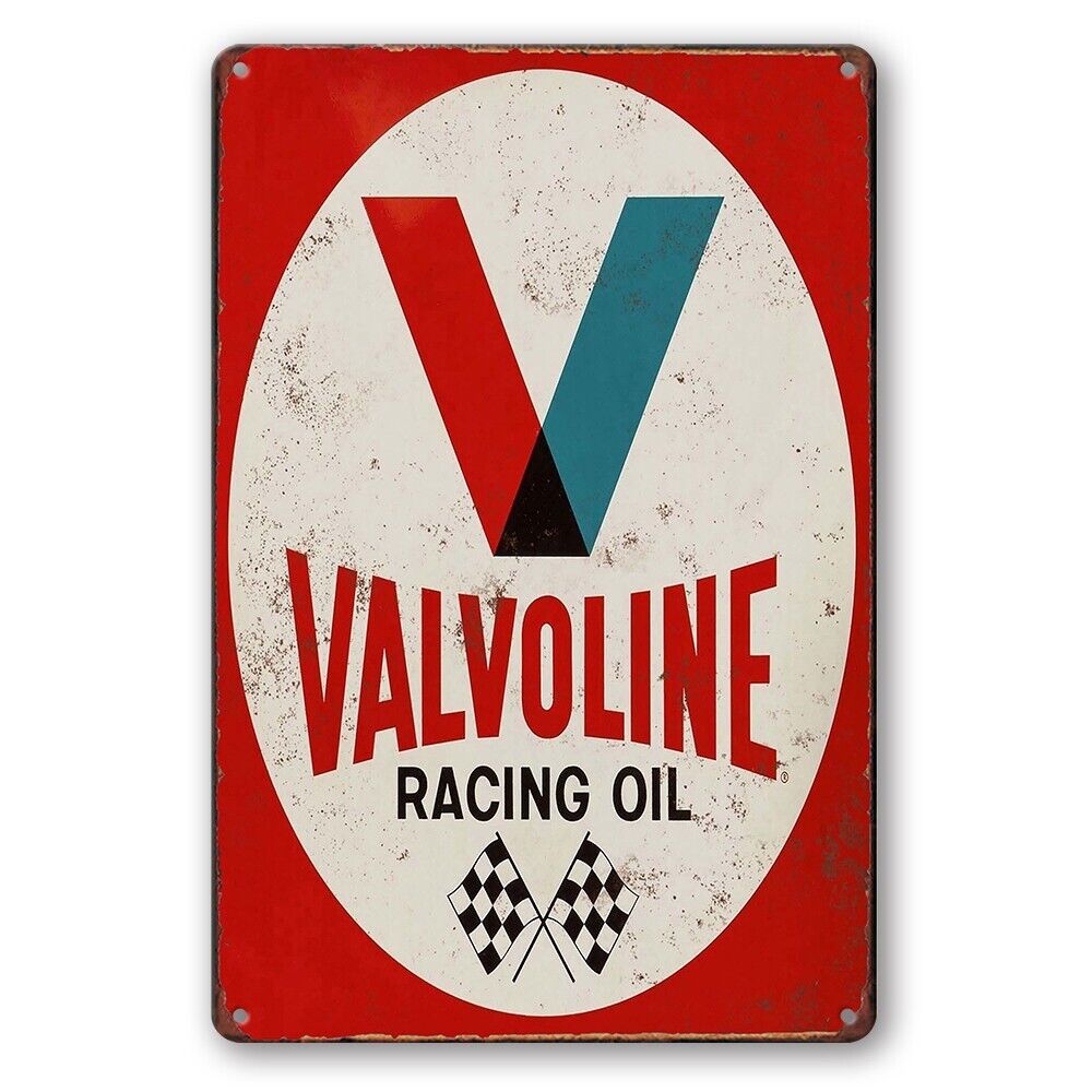 Tin Sign Valvoline Racing Oil Motors V Rustic Look Decorative Wall Art