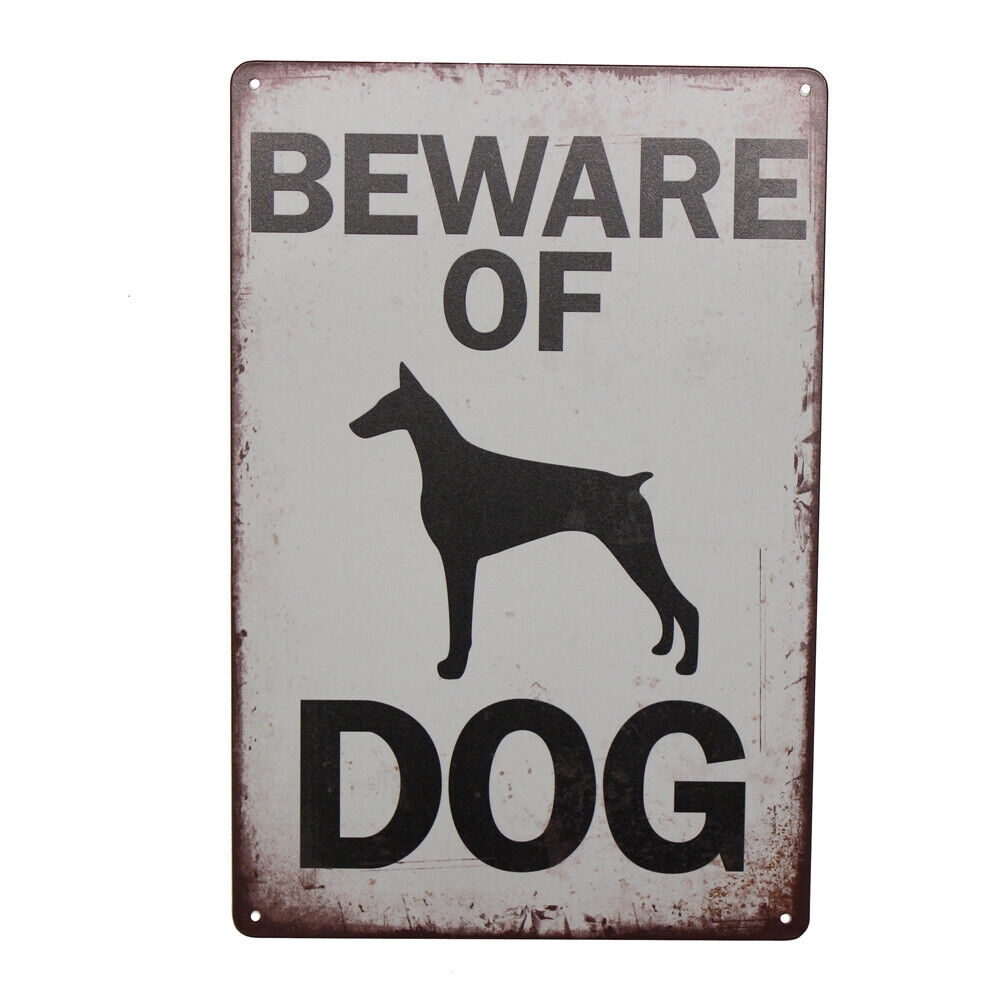 Warning Tin Sign Beware Of Dog Property Security Private 300*200mm Metal