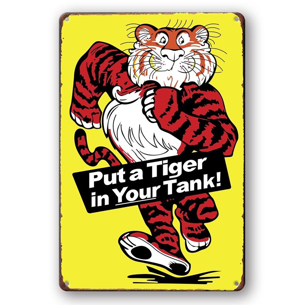 Tin Sign Put A Tiger In Your Tank Motor Oil Rustic Decorative Vintage