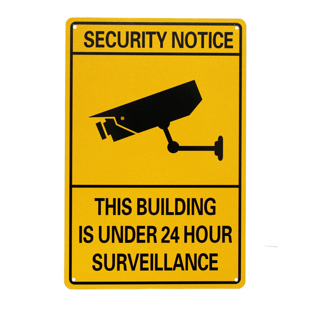 Security Sign This Building Is Under 24 Hour Surveillance Video 200x300mm Metal