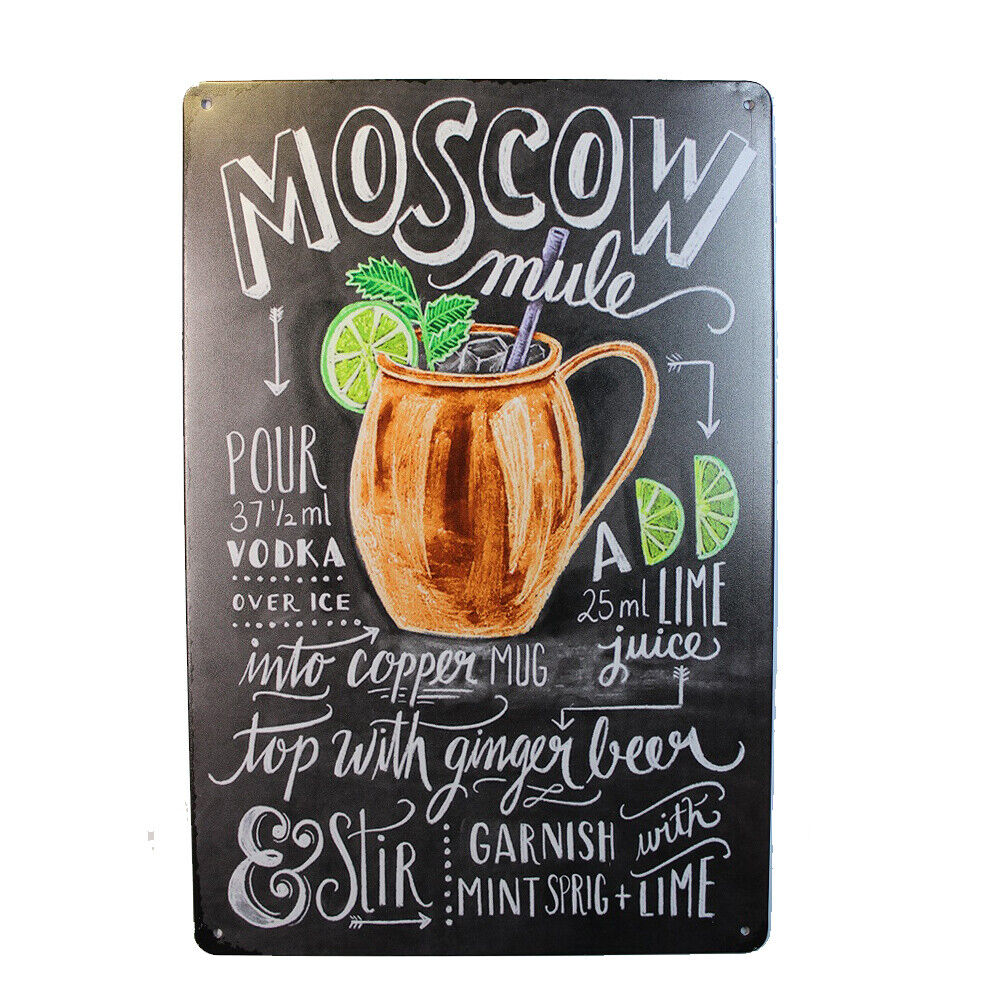 Tin Sign  Moscow Mule Sprint Drink Bar Whisky Rustic Look