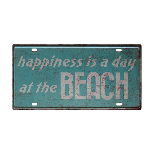 Tin Sign Happiness Is A Day At The Beach Metal Tin Sign Vintage 150x300mm