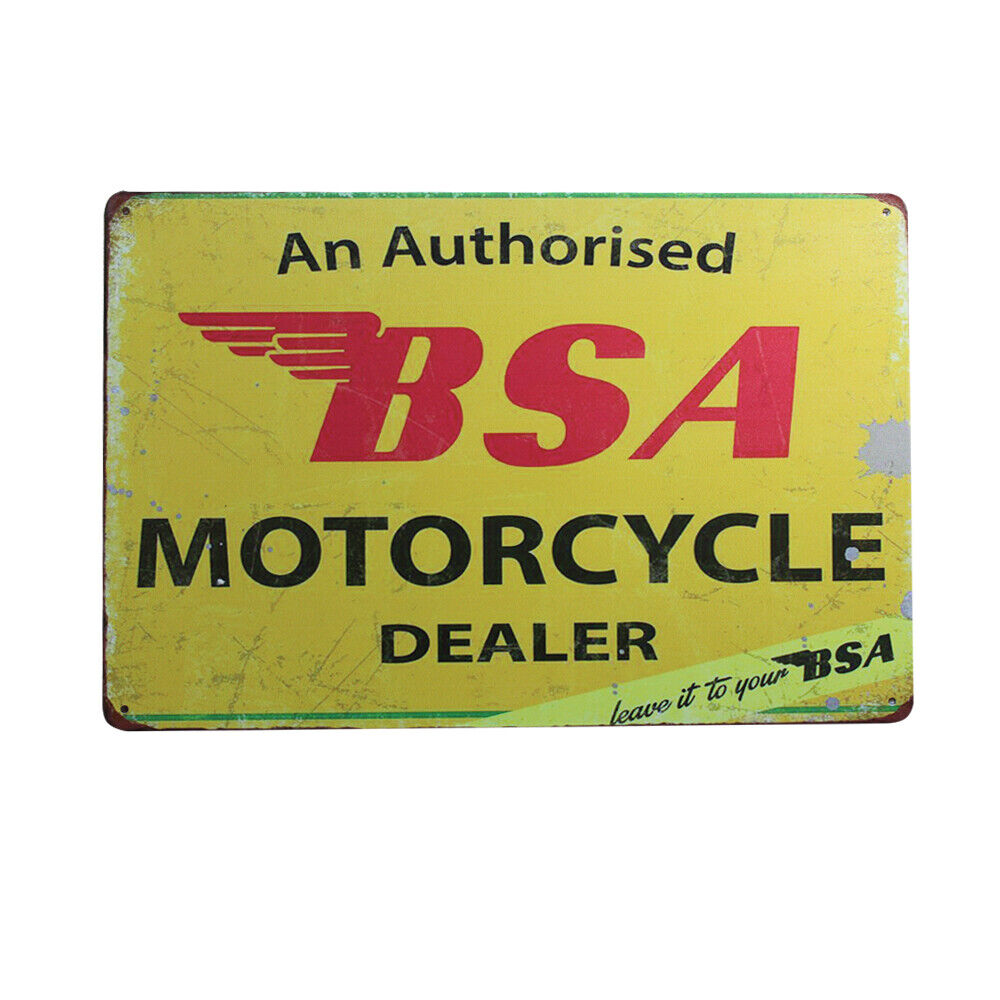 Metal Tin Sign Authorized Bsa Motorcycle Dealer Brand New 200x300mm Man Cave