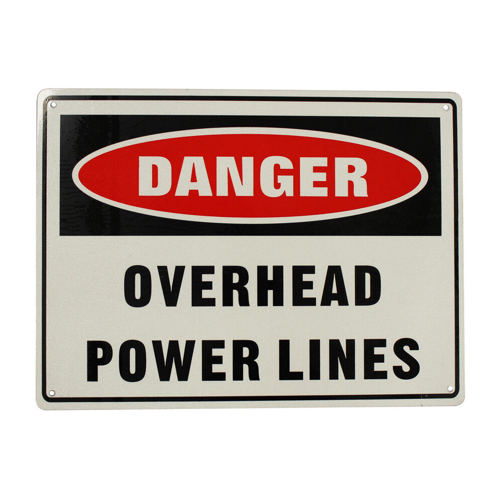 Warning Danger Overhead  Power Lines Sign 200x300mm Metal Electrical Safe Notice