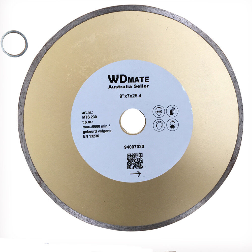 230mm Wet Diamond Cutting Blade 2.5*5mm 9″ Continuous Saw Disc 25.4/22.3mm Brick