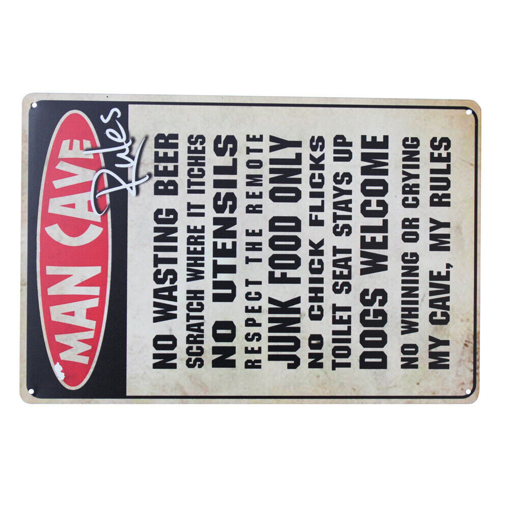 Tin Sign 200*300 Metal Man Cave My Cave My Rules