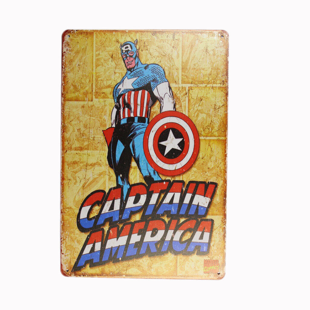 Tin Sign Captain America Sprint Drink Bar Whisky Rustic Look
