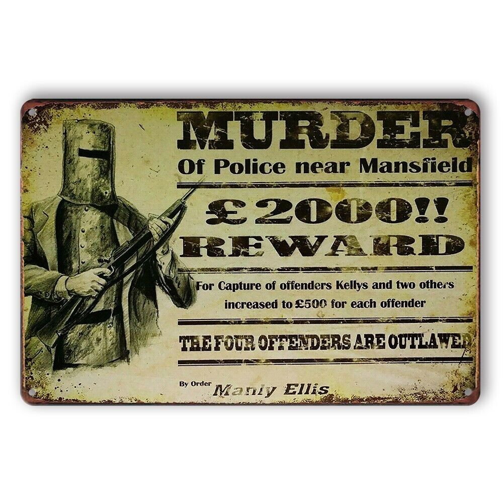 Tin Sign Murder Reward Police Near Mansfield Manly Ellis Rustic Look Decorative