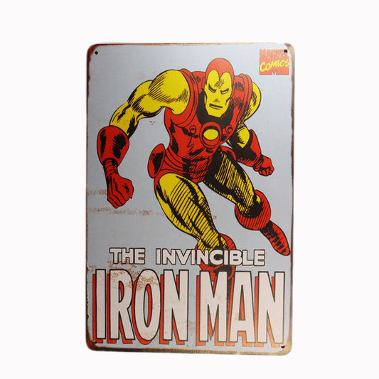 Tin Sign  Iron Man Hero Sprint Drink Bar Whisky Rustic Look