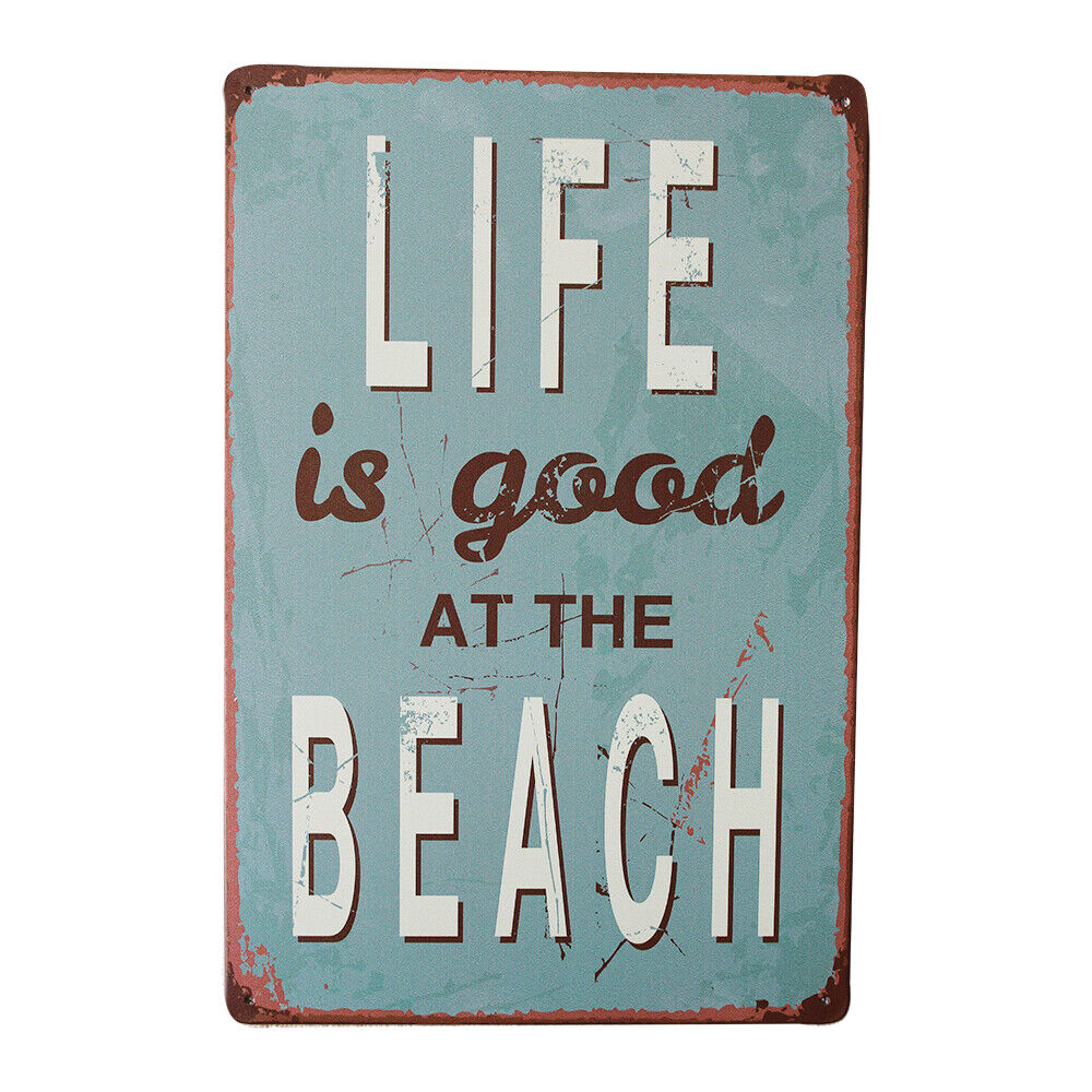 Tin Sign Life Is Good At Beach 200x300mm Vintage Metal Decor Plaque