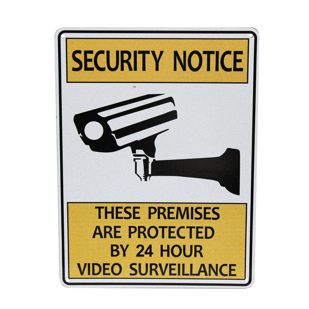 Warning Security Notice Sign Video Surveillance 24 Hour 200x300mm Quality Metal