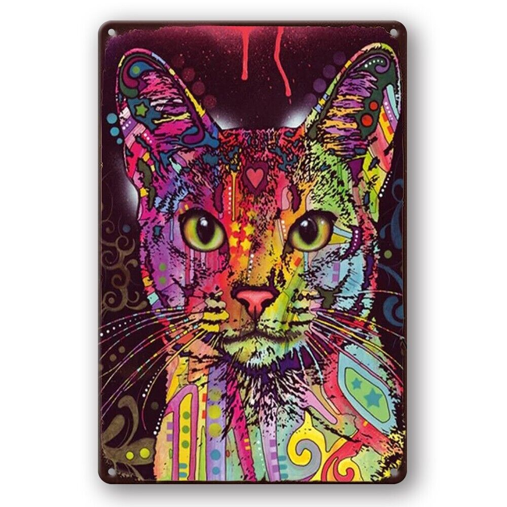 Tin Sign Cat Colorful Kittens Metal Plate Rustic Decorative Vintage Wall Art Rus