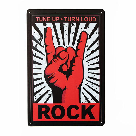 Tin Sign Tune Up Turn Loud Rock Metal Sign Vintage Tin 200x300mm Metal