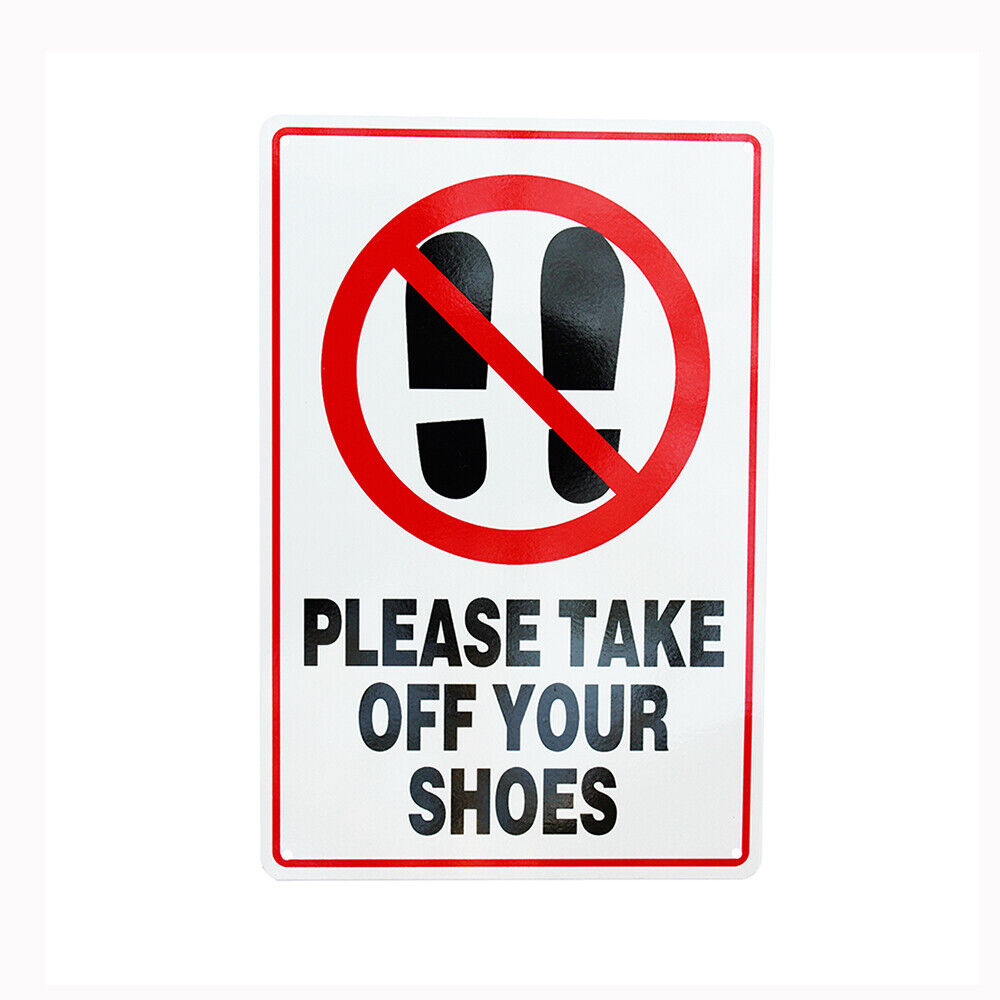 Warning Please Take Off Your Shoes Sign 200*300mm Metal Reflective Waterproof