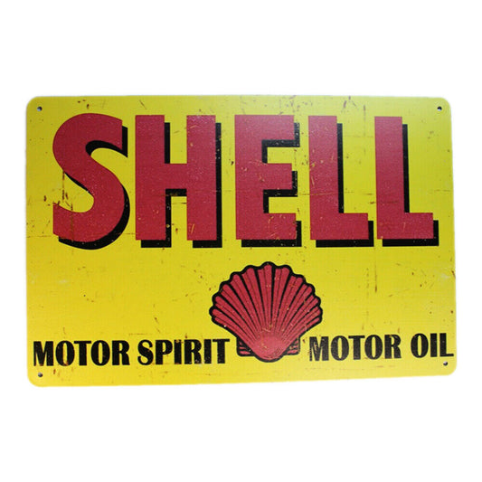 Tin Sign Shell Motor Oil Sprint Drink Bar Whisky Rustic Look