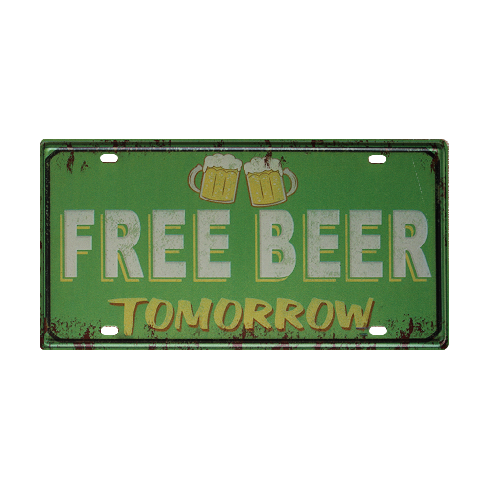 Tin Sign Free Beer Tomorrow Metal Tin Sign Vintage Retro Man Cave 150x300mm