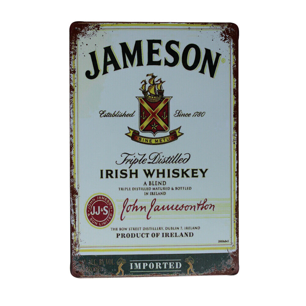 2xmetal Tin Sign Jameson Irish Whiskey 200x300mm Man Cave Bar Shed Sign