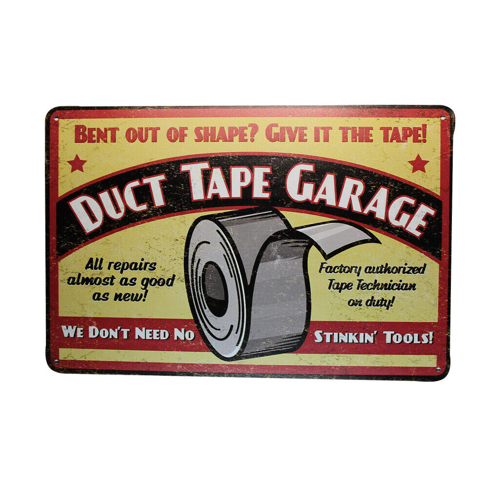 Tin Sign Duct Tape Carage Sprint Drink Bar Whisky Rustic Look