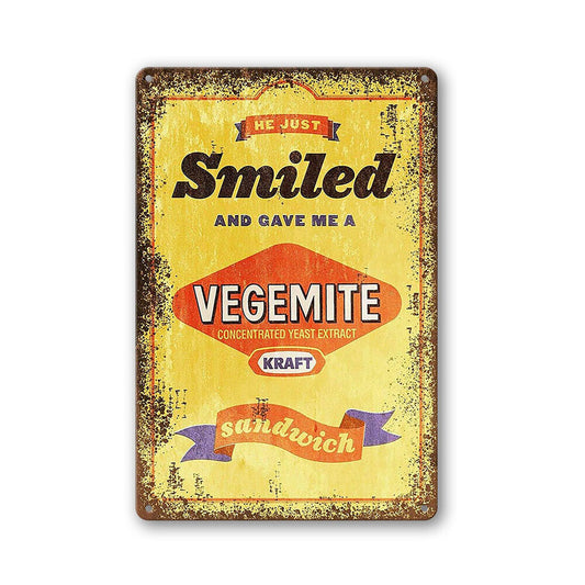 Vegemite Smiled Sandwich Kraft Tin Signs Man Cave Shed Garage Bar