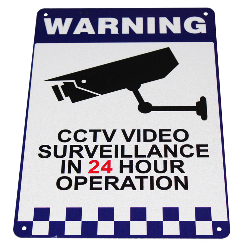 Warning Safety Sign Camera Cctv 200x300mm Reflective Under 24h Surveillance