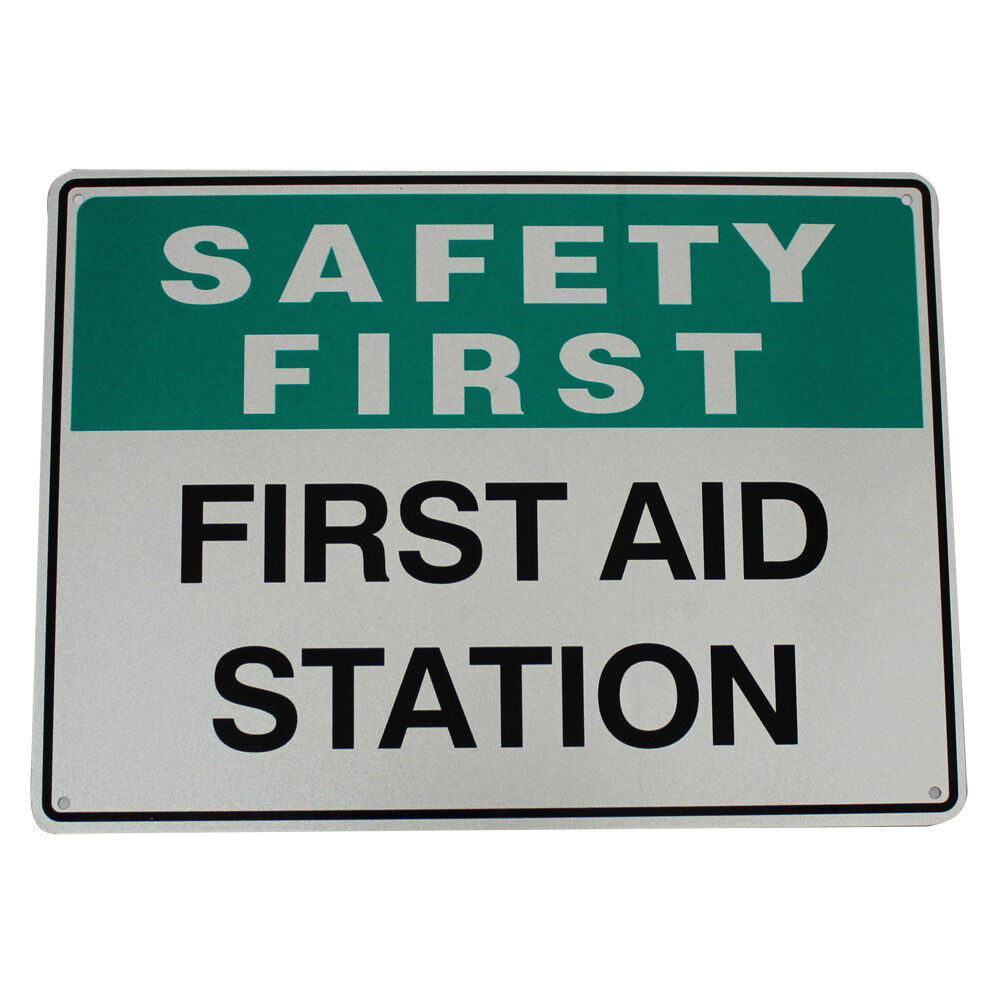 Warning Safety First Aid Station Sign  200x300mm Metal Al Public Work Health