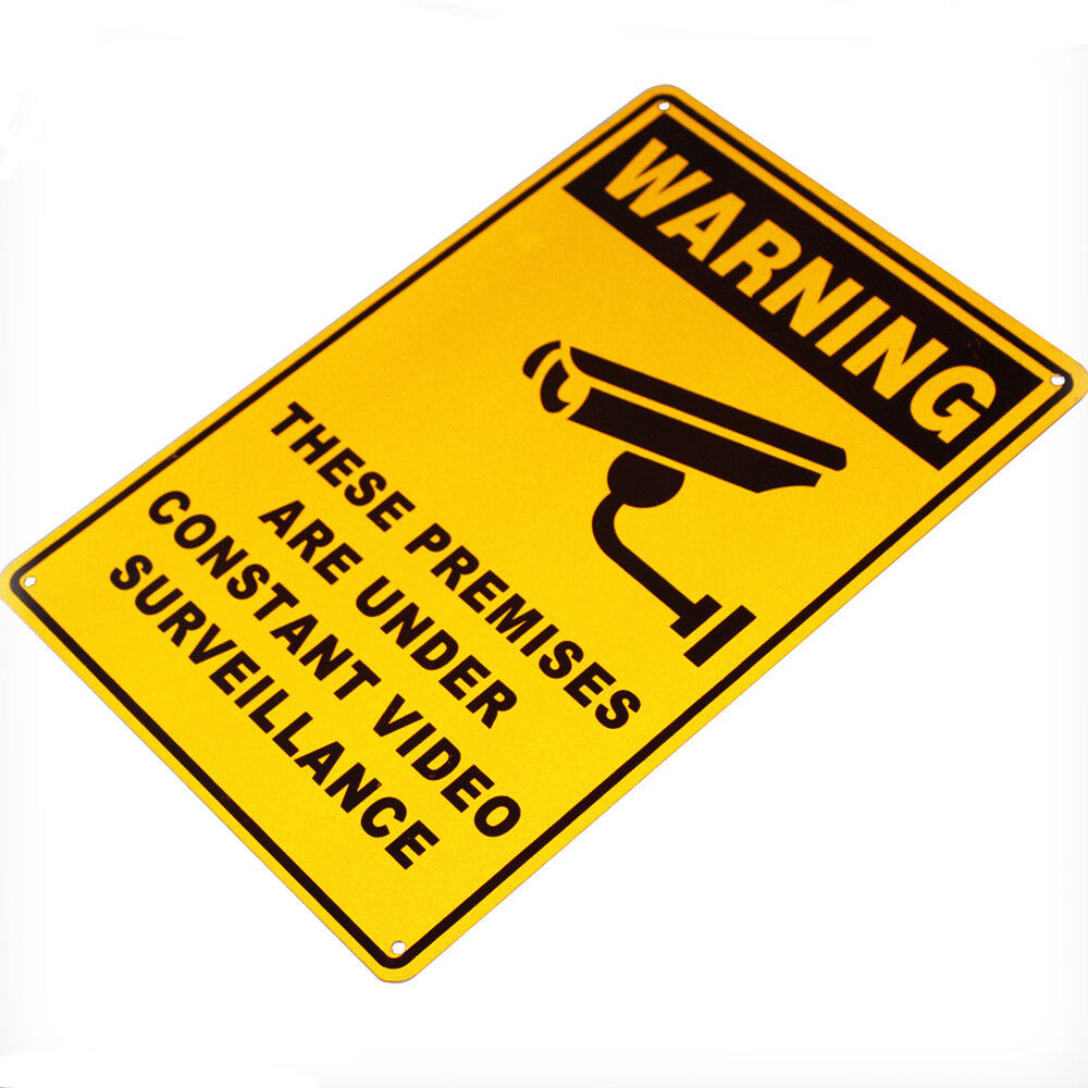 Security Sign Warning Camera Cctv 200x300mm Metal Under 24h Surveillance Signage