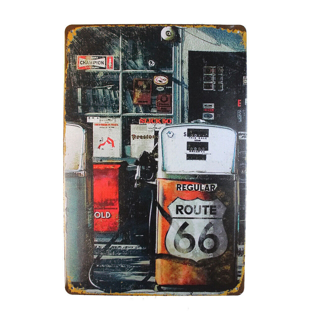 Tin Sign Regular Route 66 Sprint Drink Bar Whisky Rustic Look