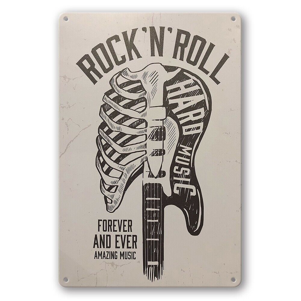 2x Tin Sign Rock And Roll Forever And Ever Amzing Music Decorative Rustic Look