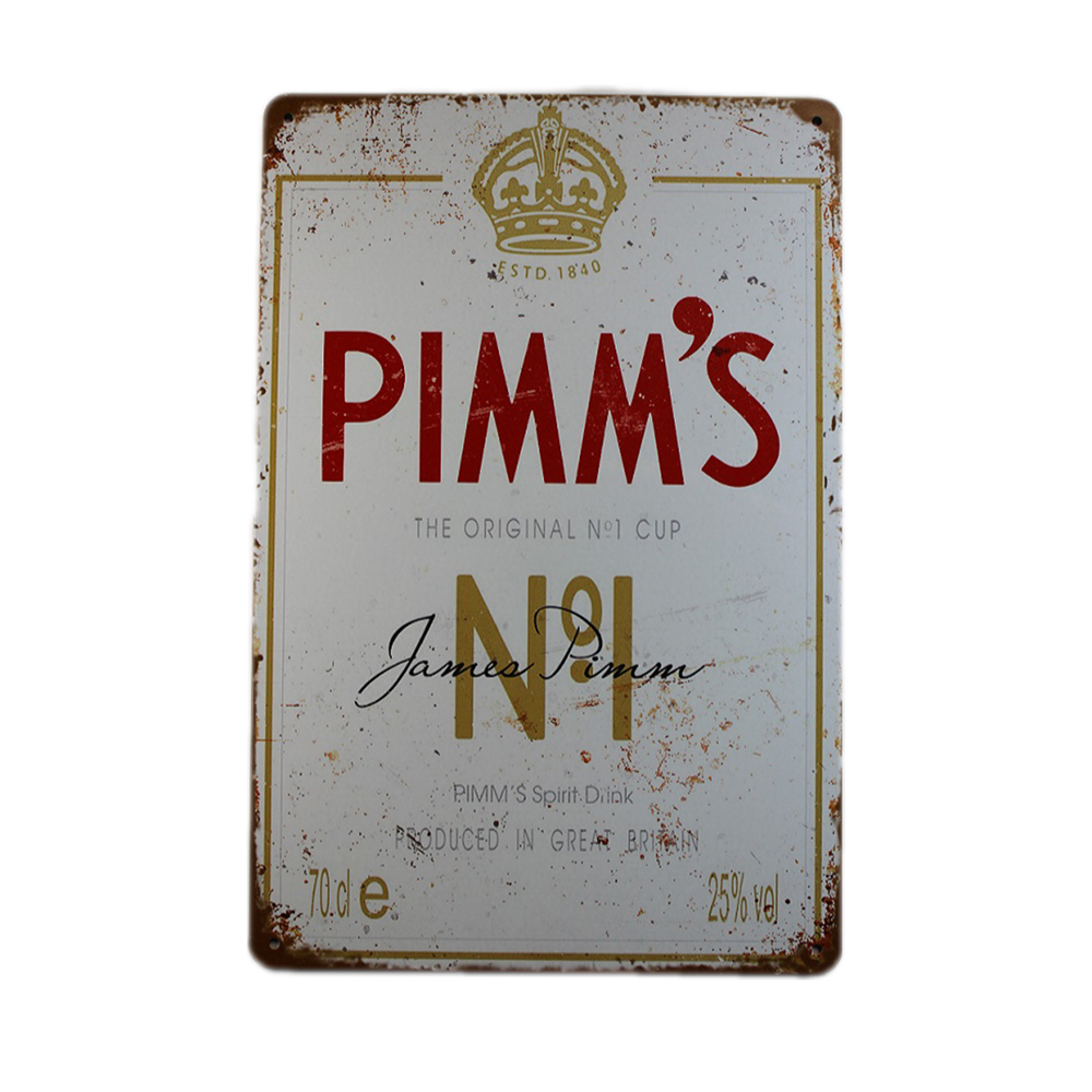 Tin Sign Pimm's Original No.1 Cup James Pimm Sprint Drink Bar Whisky Rustic Look
