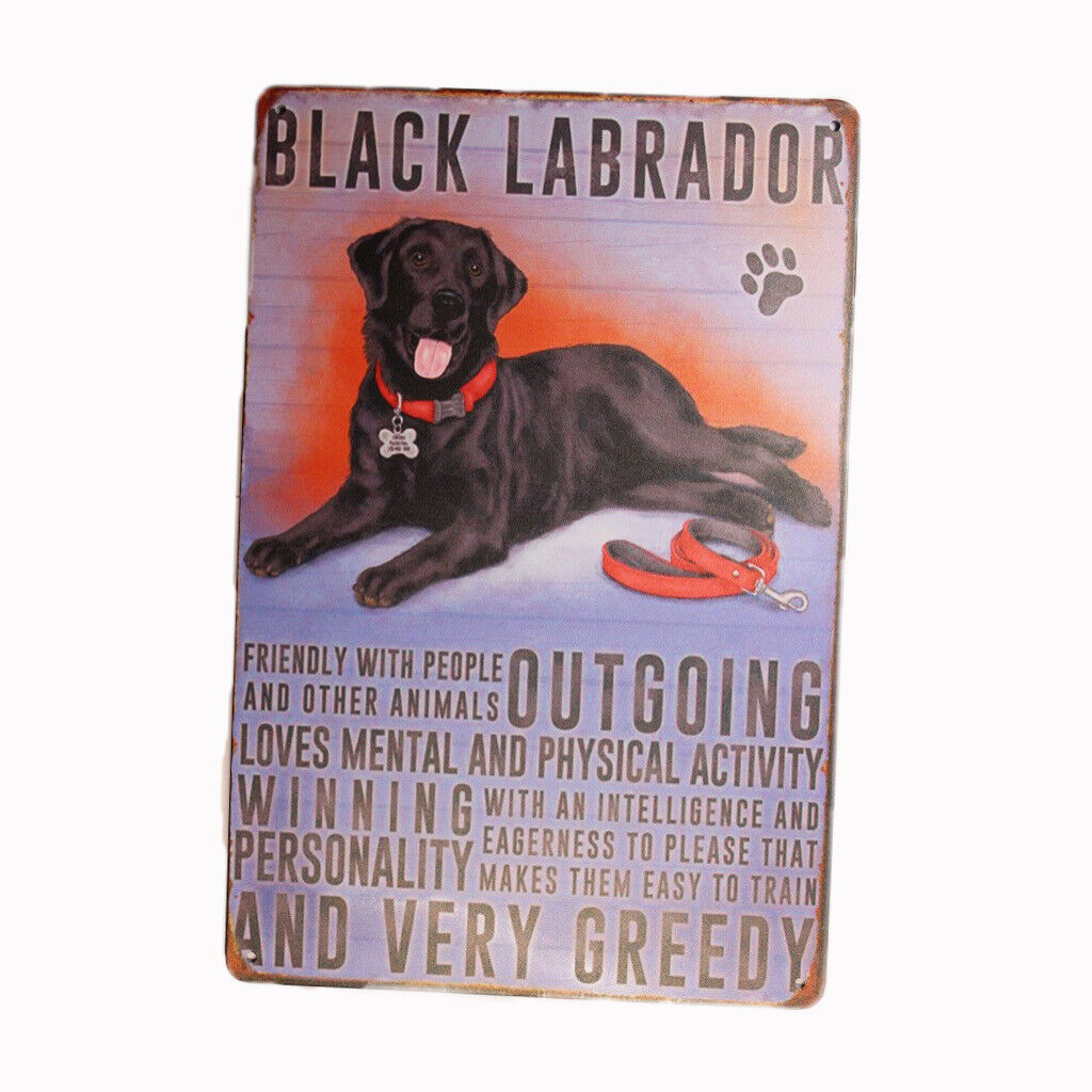 Tin Sign Black Labrador Outgoing Sprint Drink Bar Whisky Rustic Look