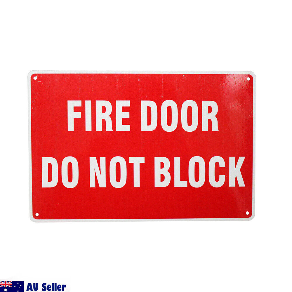 Warning Fire Door Sign Do Not Block Sign 200x300mm Metal Emergency Safety