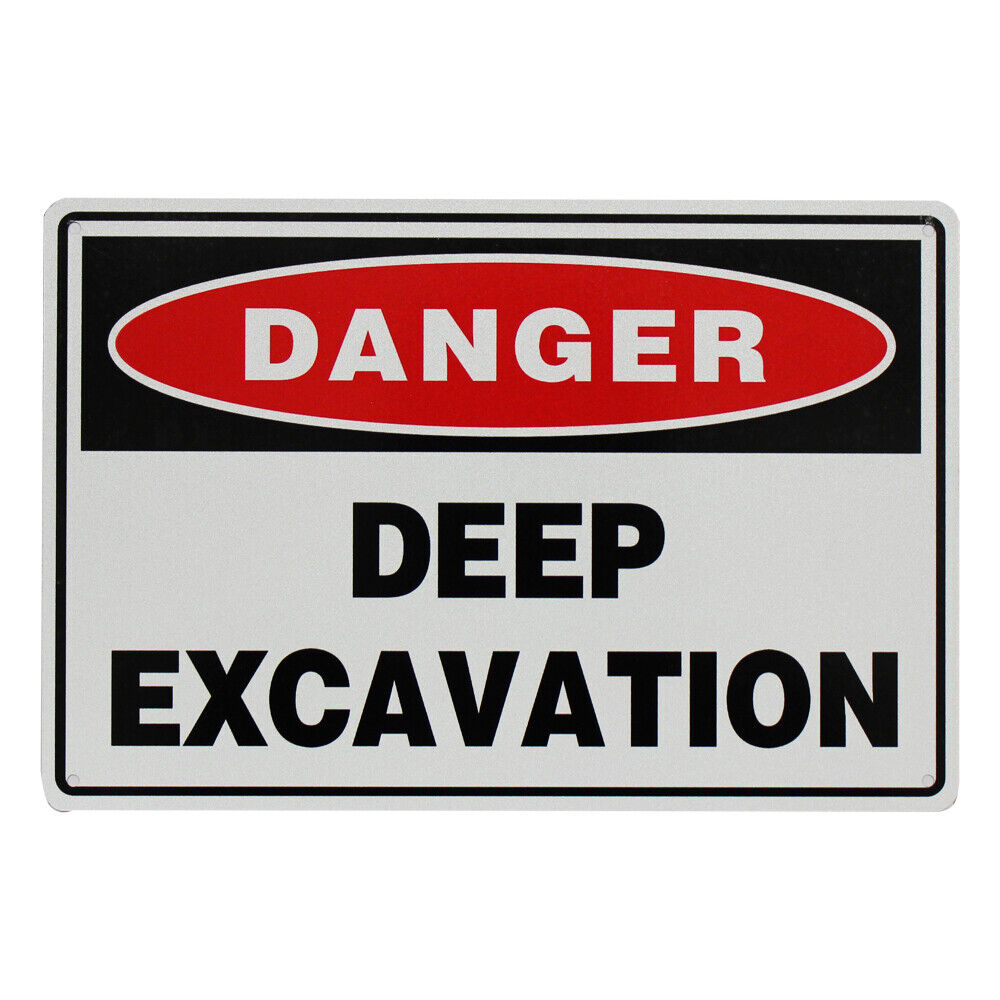 Warning Notice Danger Deep Excavation Workshop 200x300mm Metal Work Safety Sign