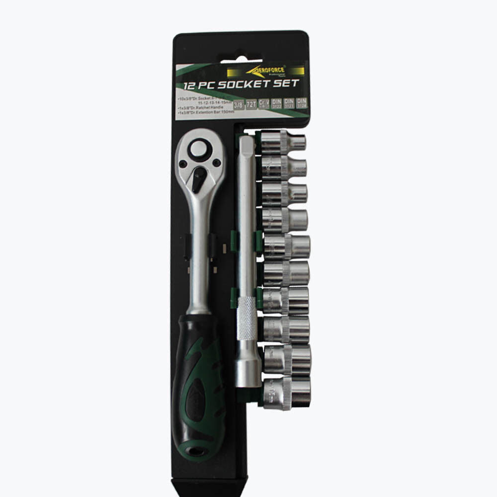 12pc 3/8” 6-15mm Comb Ratchet Wrench Set Bar Socket Crv Pro Auto Tool 20003037