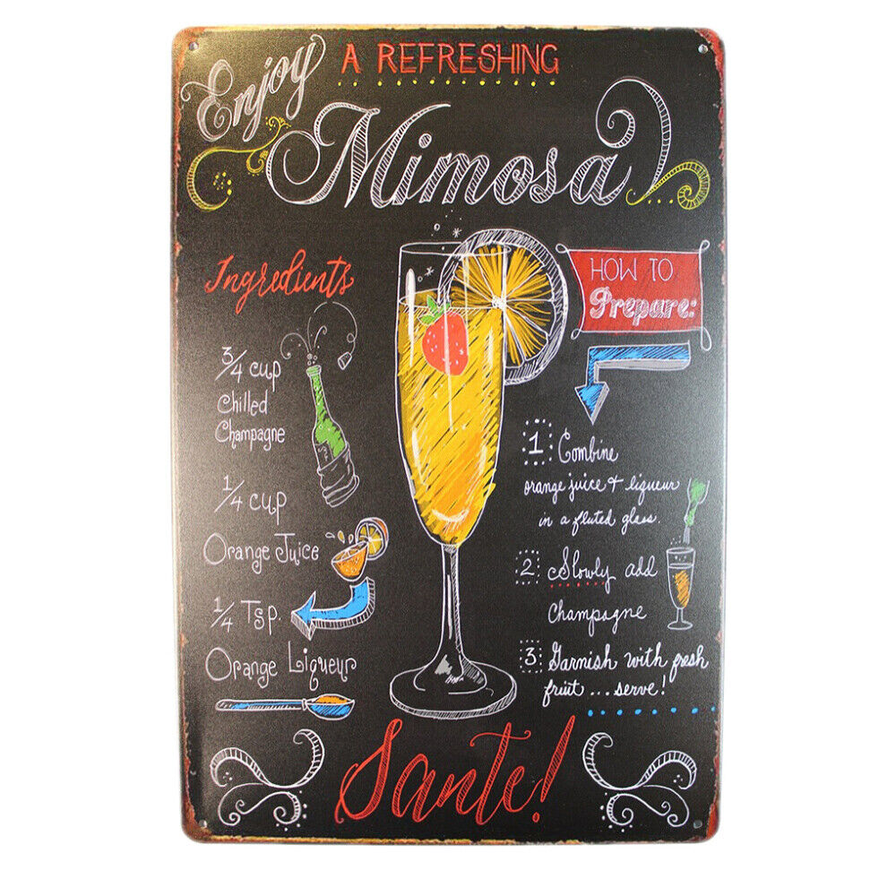 Tin Sign Refreshing Mimosal Sprint Drink Bar Whisky Rustic Look