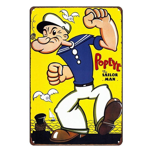 Tin Metal Sign Popeye The Sailor Man 20x30cm Rustic Vintage