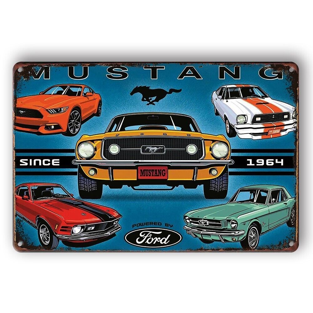 Tin Sign Ford Mustang Motor Car Auto Since 1964 Rustic Decorative Vintage